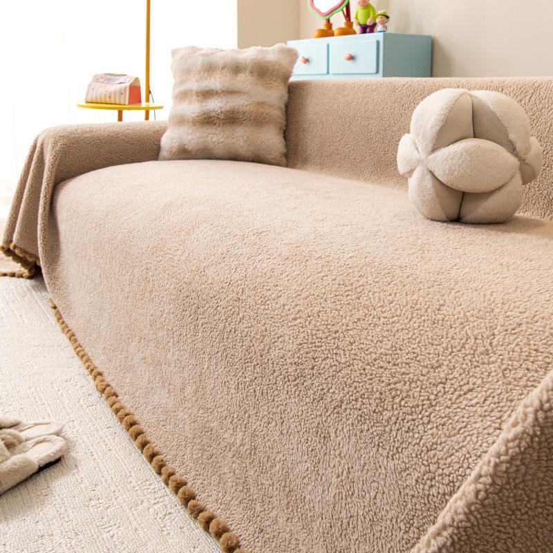 Dicke Winter Alpaka Fleece Sofahülle Einteilig Vollgröße Rutschfest Überwurf Plüschdecke Neues Design Für Wohnzimmer Polster 180X130CM