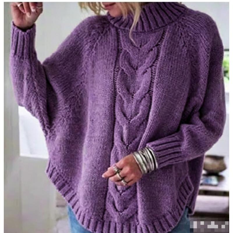 Women S Oversized Batwing Sleeve Half Turtleneck Twist Knit Sweater
