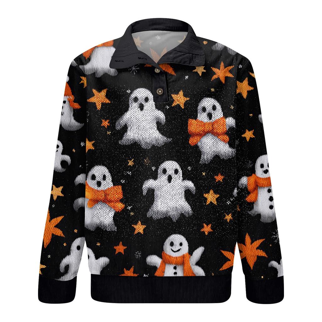 Men's Halloween Printed Corduroy Button Shirt