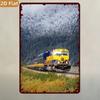 1pc Winter Snow Mountain Train Wall Art, Retro Wrought Iron Hanging Sign, 7.9x11.8in Vintage Metal Plaque, 2D Flat Scenery Decor