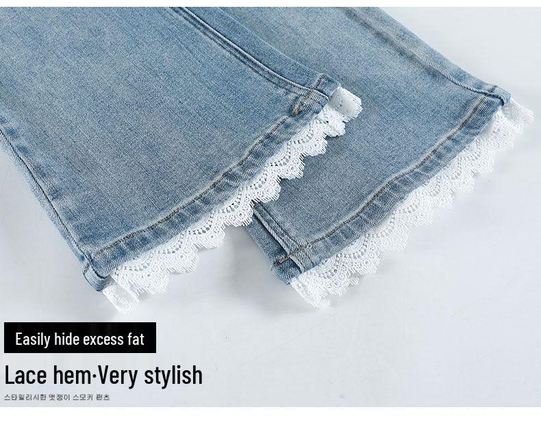 Women's 2025 Bell Bottom Lace Cropped Jeans – New Spring/Autumn Fashion Trend