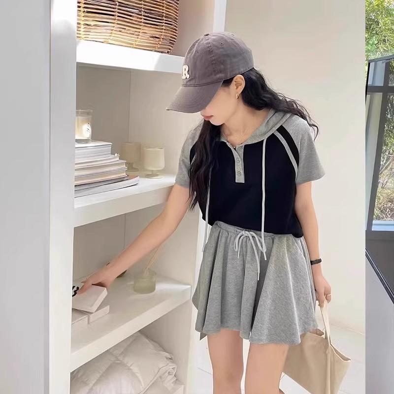 Casual Sportswear Set for Women - Summer Slimming, Fashionable, Loose-fitting, Slightly Plump Short-sleeved Shorts Two-piece Set