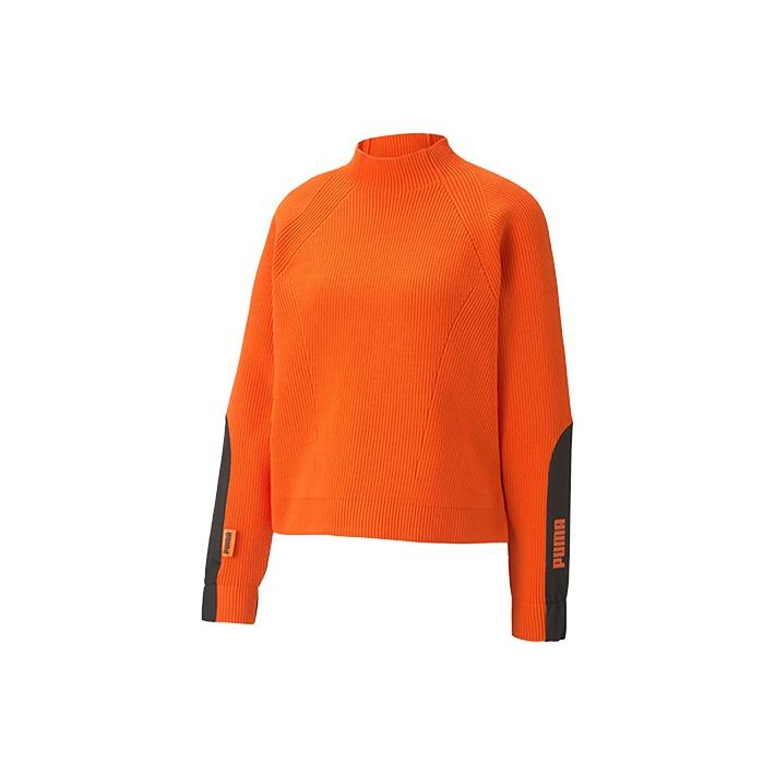 Puma X Central Saint Martins Collaboration Casual Crew Neck Loose Knit Sweatshirt Women sweatshirt Flame-Orange 598584-23 S