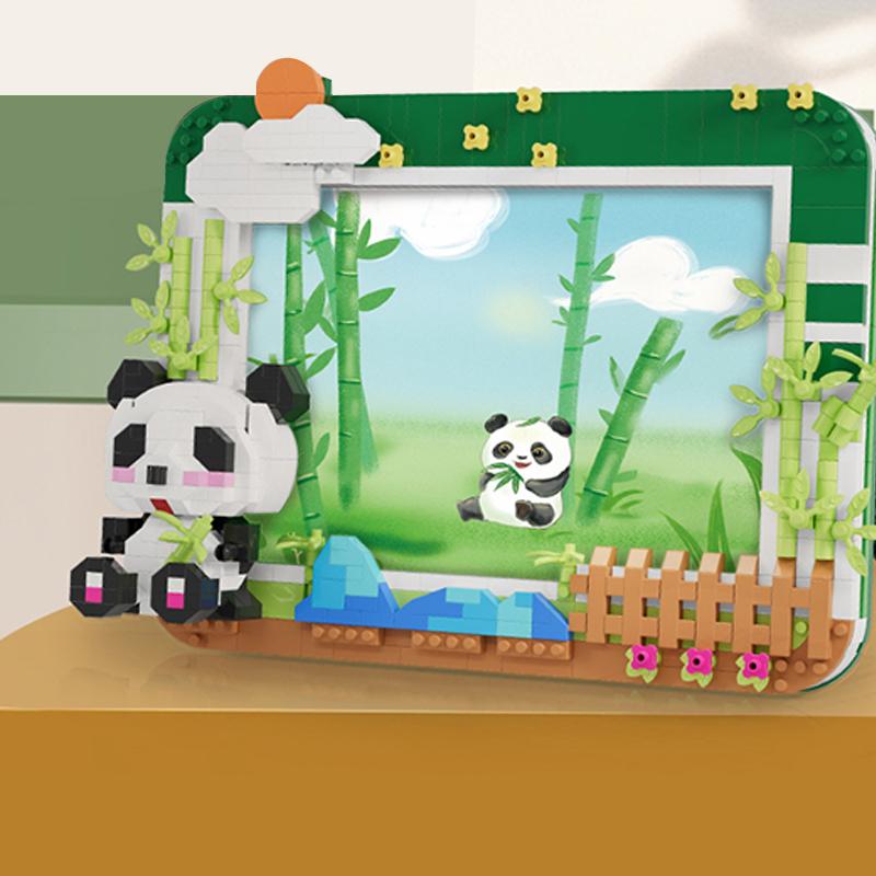 Panda Bamboo Photo Frame Building Blocks Toy Panda Theme Photo Wall Model Bricks Toy Desktop Decoration Children Christmas Gifts