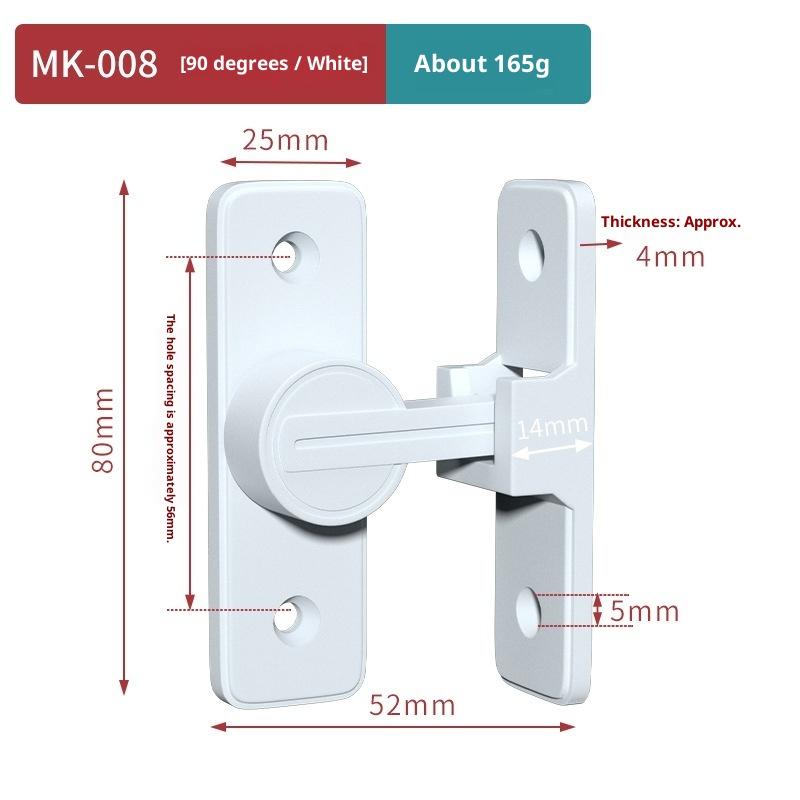 Door Lock Zinc Alloy 90 Degree Sliding Door Latch Heavy Duty Barn Gate Bolt Protect Privacy Cabinet Closet
