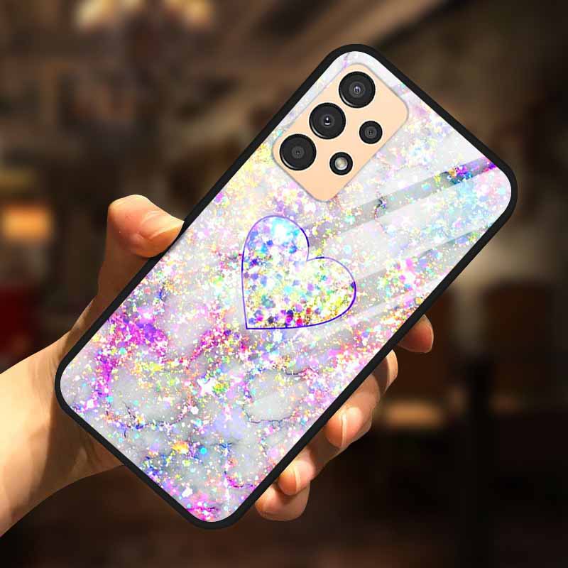 For Samsung A13 Case A23 A52 A72 4G M52 A52S 5G Luxury Tempered Glass Hard Back Cover for Samsung Galaxy A13 4G Phone Cases Capa