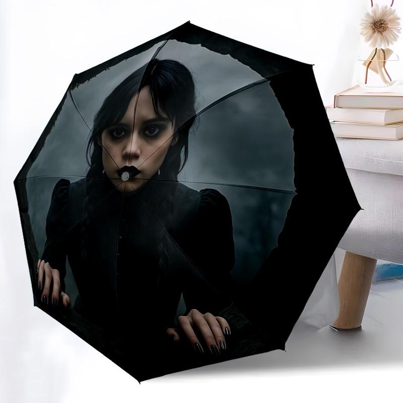 

1pc Wednesday Automatic Folding Umbrella - Portable Collapsible Design, 8-Rib Iron Frame yy251209069