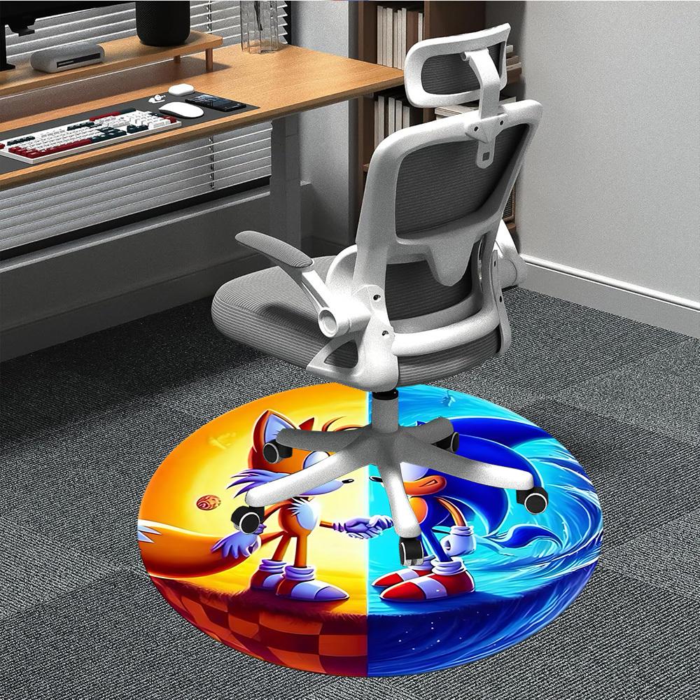 

1pc Sonic Tails Office Round Area Rug, Indoor Mat Suitable For Office,Bedroom Living Room Home Decor, Room Deco a0928217 80cm by 80cm