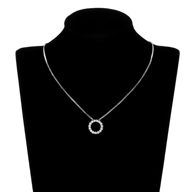 Simple Personality Stylish Bright Zircon Elegant Ring Pendant Necklace Women Ins Style Clavicle Chain Holiday Party Zircon