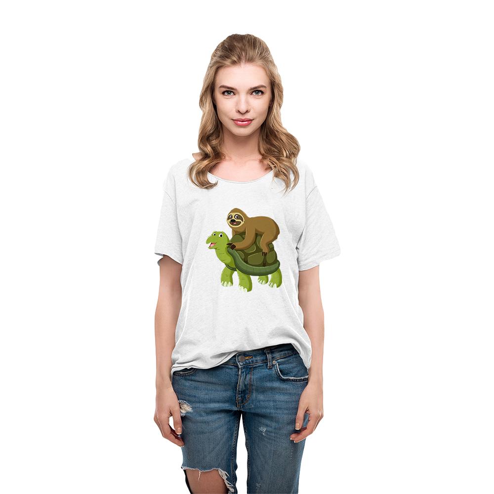 Tortue Et Paresseux Dessin Animé T-shirt Femme Drôle Été Urbain Décontracté Hauts Vêtements Tumblr Femme Nouveau