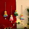 Handmade Crochet Christmas Tree Car Rearview Mirror Hanging Accessories Colorful Knitted Xmas Tree Charm for Car Decor Gift