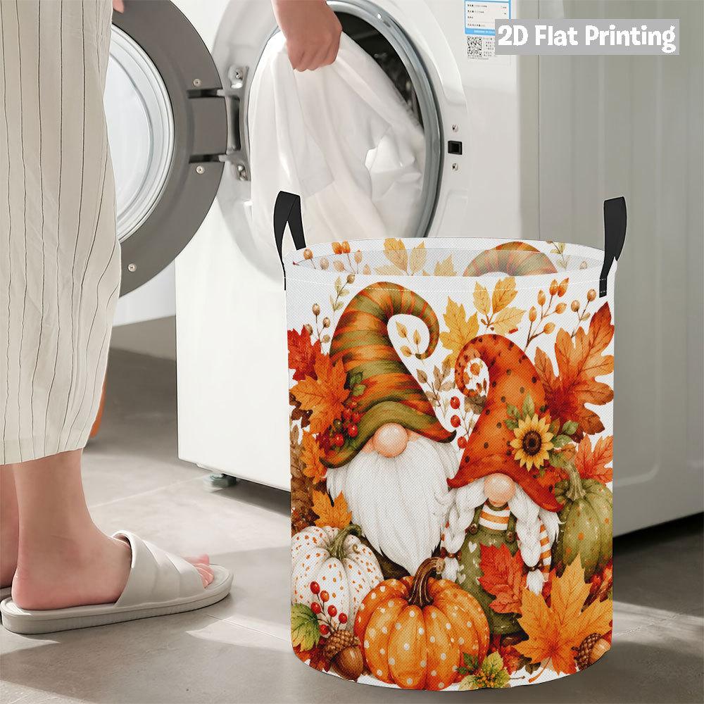 Collapsible Laundry Basket Large Round Waterproof Fabric Hamper Dirty Clothes Storage Bin Toy Organizer with Handles
