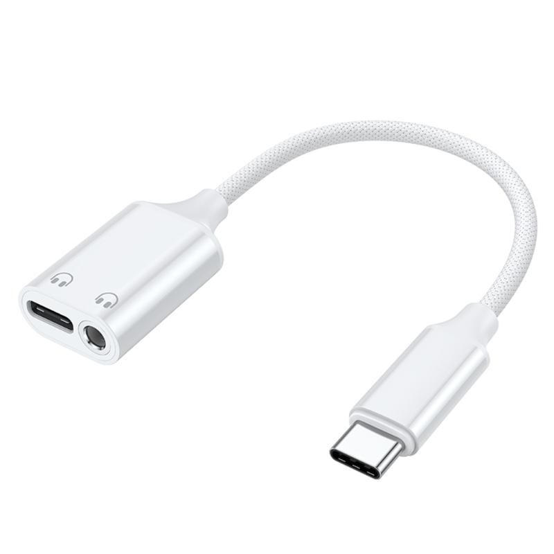 Type C Headphone Jacks Splitter PD60W Power Delivery HiFi Sound Nylons Braids Cable Simultaneous Charging Sound Use