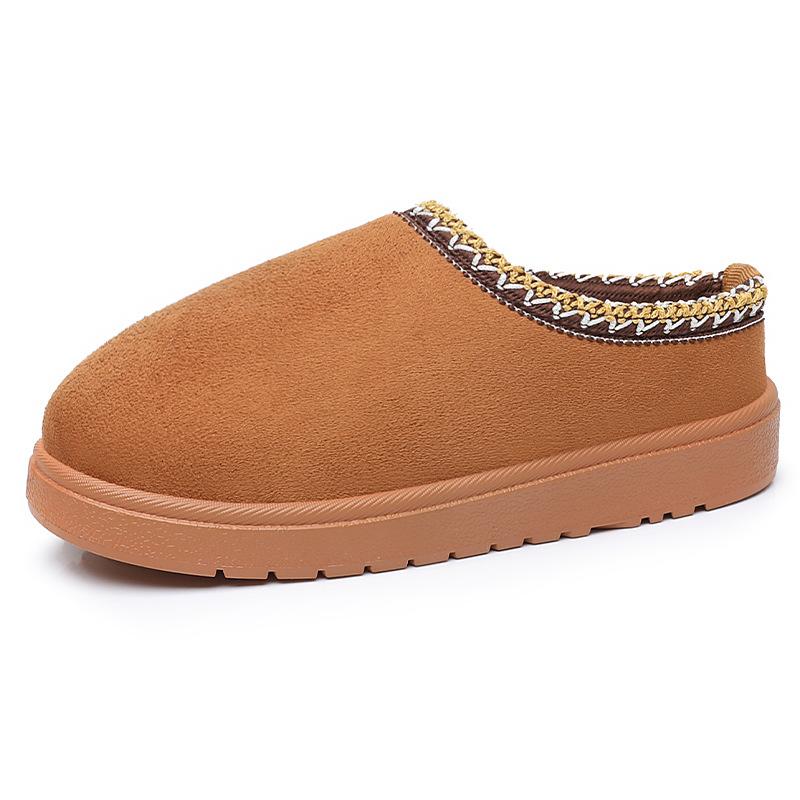 Ethnic Style Lace Shallow Mouth Plus Velvet Thickened Cotton Slippers