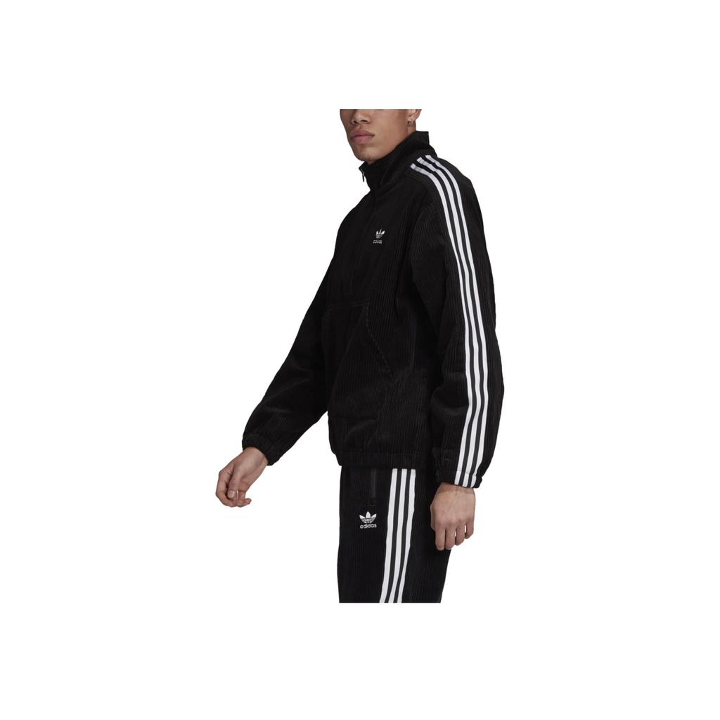 Adidas Originals Trefoil Corduroy Half-Zip Jacket Men Jackets Black ED6129