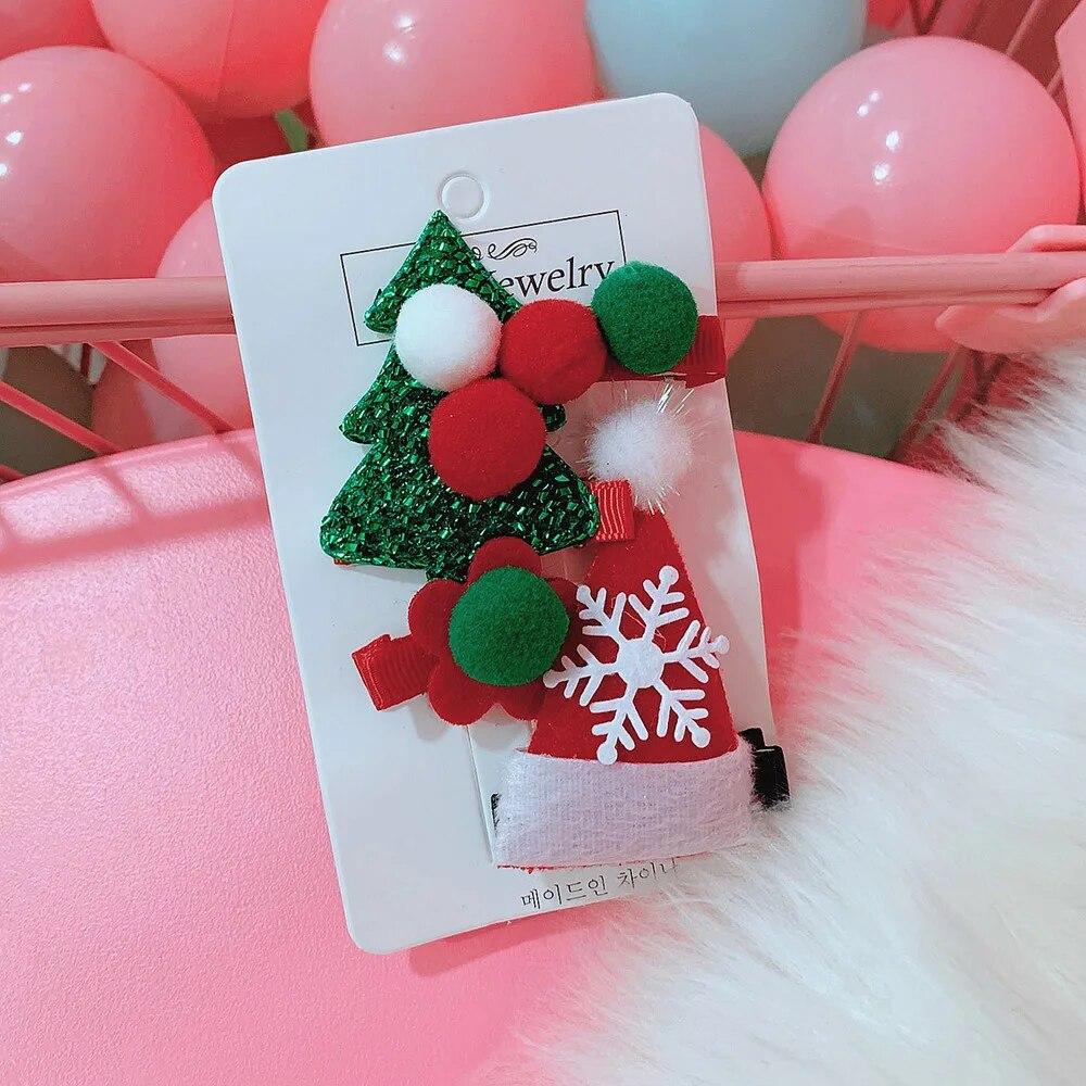 

2/4/5 шт./набір Мила різдвяна шпилька для волосся Цукерка Дід Мороз Шпилька для волосся Дитячий головний убір Затискач-качка Червоний Зелений Шпилька для волосся 4pcs