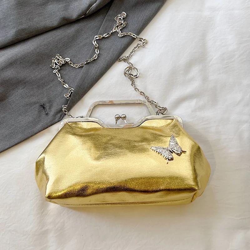Gold Silver Party Purse Clutch Bag For Women Brand Shell Bag Handbag High Quality Pu Leather Shoulder Crossbody Bag