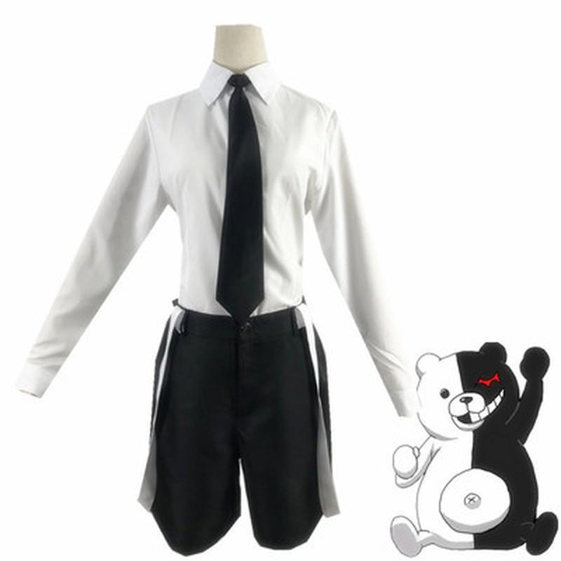 Men 5 Pcs Anime Costume Danganronpa V3: Killing Harmony Cosplay Monokuma Unisex Cosplay Costume Coat+shirt+tie+pants+badge