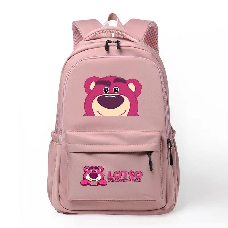 Cute Strawberry Bear Trend Backpack Men'S And Women'S Leisure Campus Student School Bag