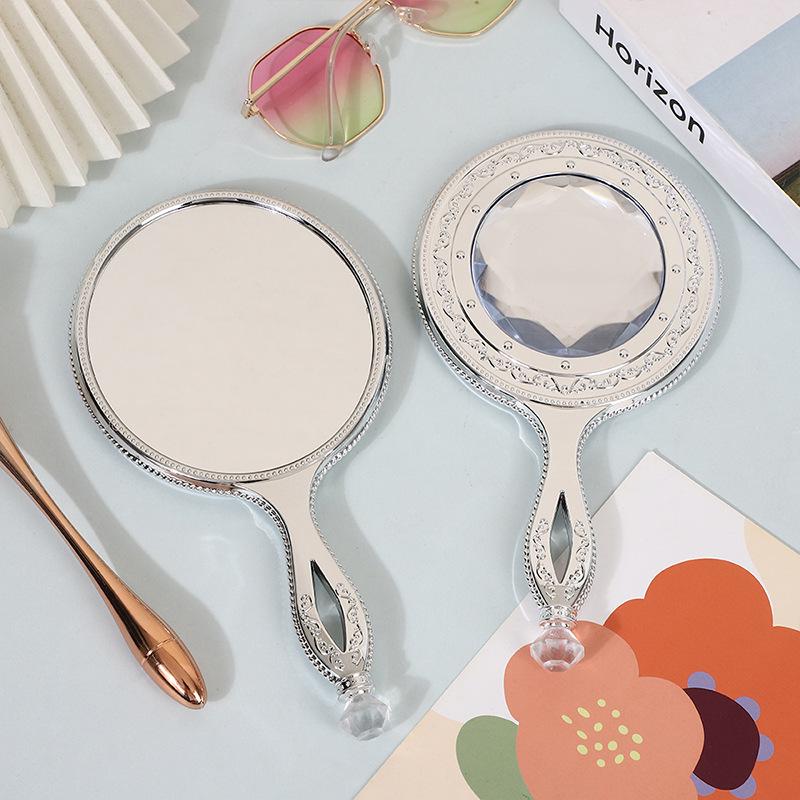 

Silver Butterfly Retro Handheld Mirror with Plated Handle - Custom Portable Makeup Accessory for Women 21.8 x 11.3 cm