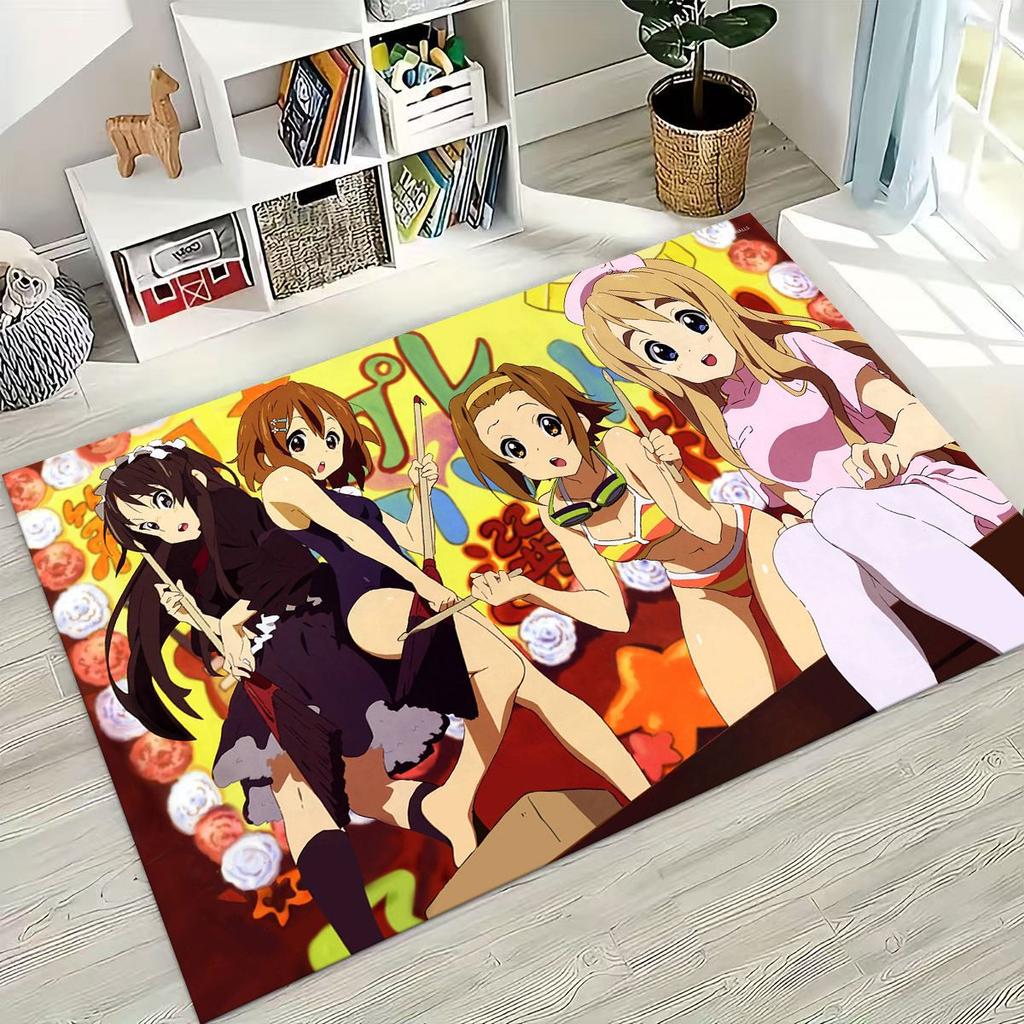 Anime K-ON Kawaii Girl Hirasawa Yui Music Cartoon Rug for Bedroom Living Room Sofa Home Doormat Decor,Kids Non-slip Floor Mat