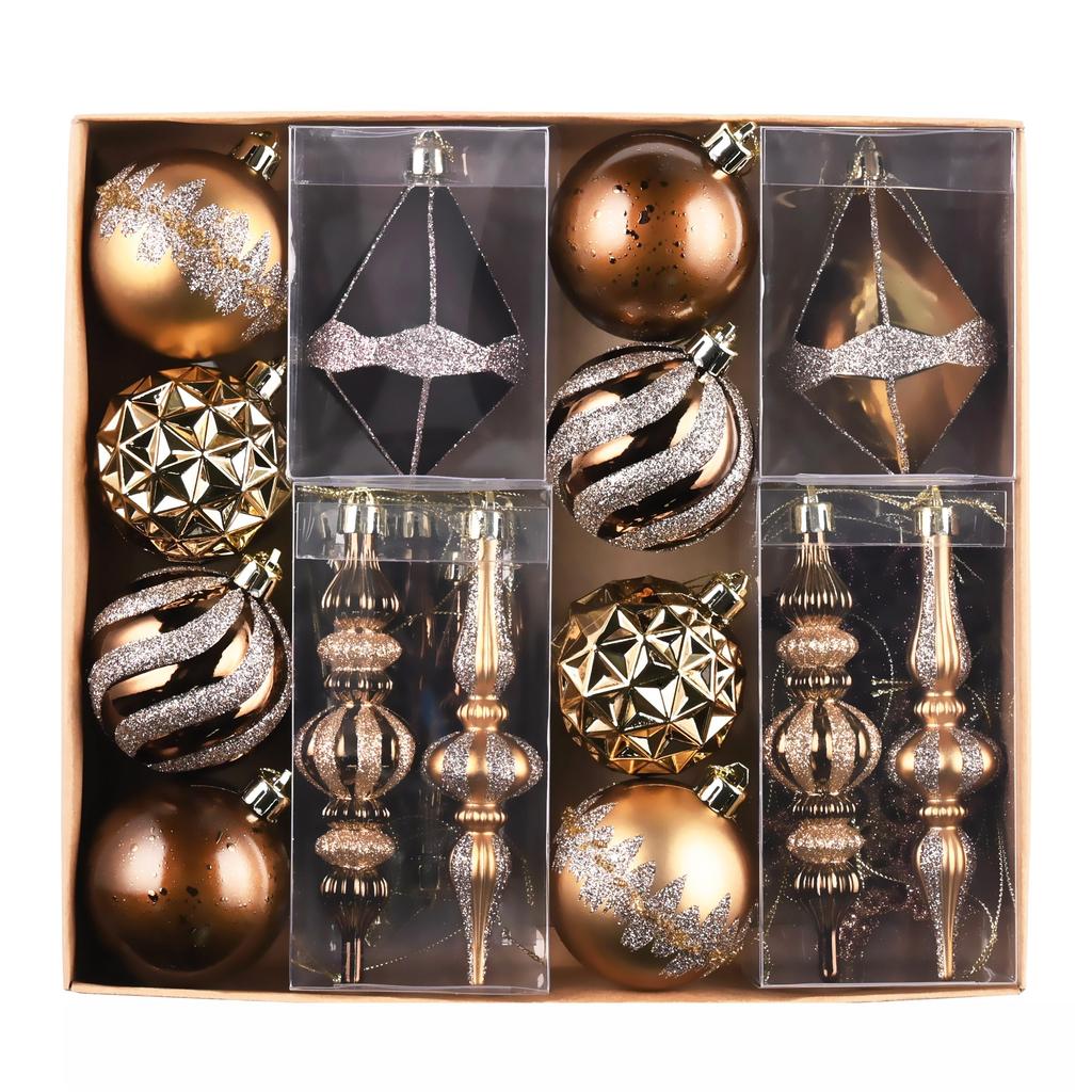 Valery Madelyn Christmas ball gorgeous set of 40 in gold and Perfect for Christmas tree Stylish and gorgeous in and Nordic-style ornaments, copper.
