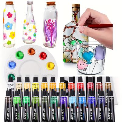 12 Colors 0.41oz Glass Painting Paint, Hand-painted Diy Glass Creative Decorative , Can Be Used For Glass Products, Wine Glasses, Window Graffiti
