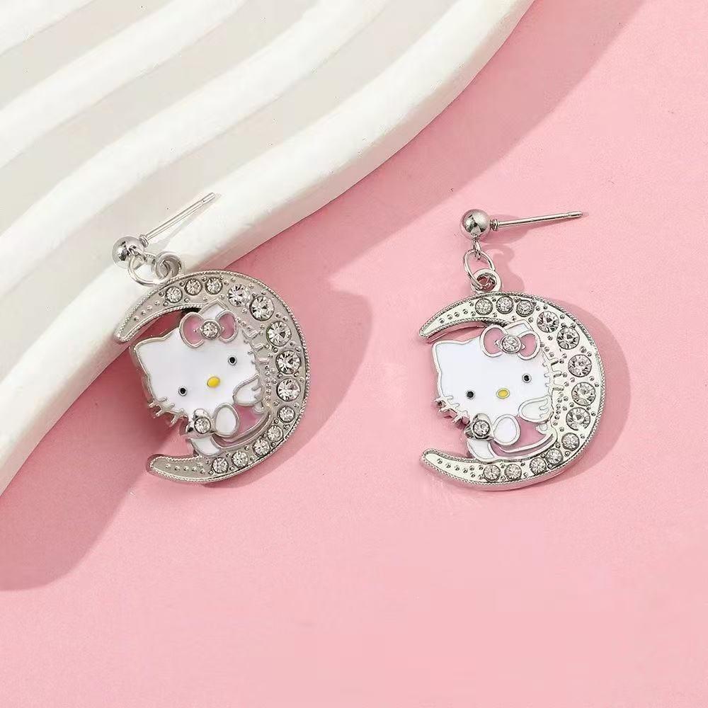 Cartoon Cat Rhinestone Necklace - Fashionable Girly Student Best Friend Chain with Niche Design.