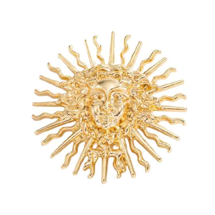 Exquisite Sun Symbol Brooch Stylish Embossed Lapel Pin Featuring Detailed Embossing for Gift Giving Occasions