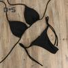 2 Pcs/Set Ladies Triangle Bikini Halter Neck Swimwear with Chest Pads Lace-up Thong Swimsuit Sexy Beachwear Bathing Suit for Beach Vacation Pool