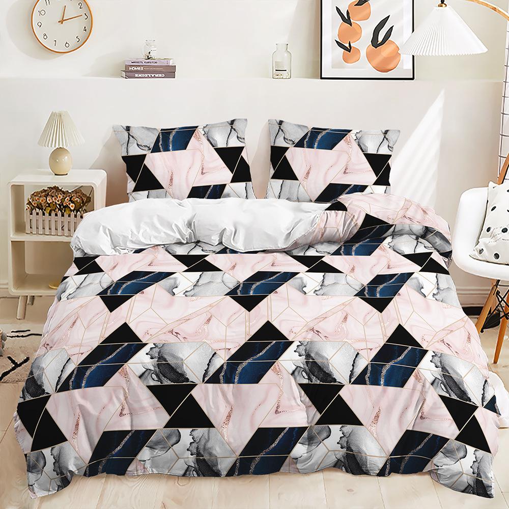 Quilt Cover Geometric Lines Simple Wind Digital Printing Three-Piece Bedding