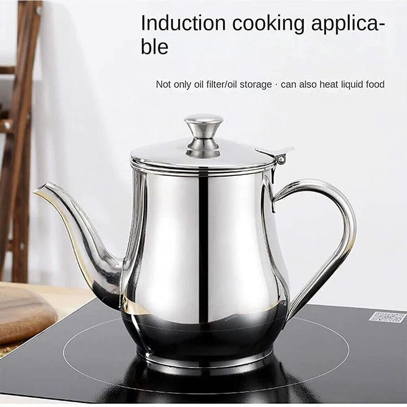 Strainer Oiler Stainless Steel Household Leak-Proof Pot Pour Oil Bottle Practical Oil Cans Seasoning Jars Kitchen Supplies