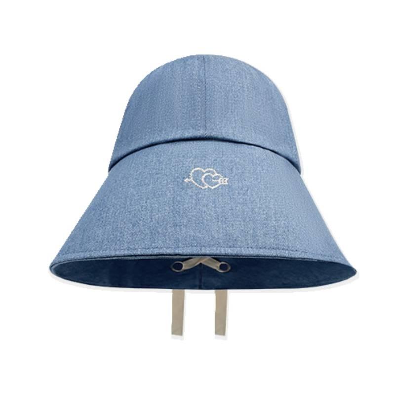 

Модная джинсовая шляпа-рыбак с принтом в виде сердечек и бантом для повседневной носки