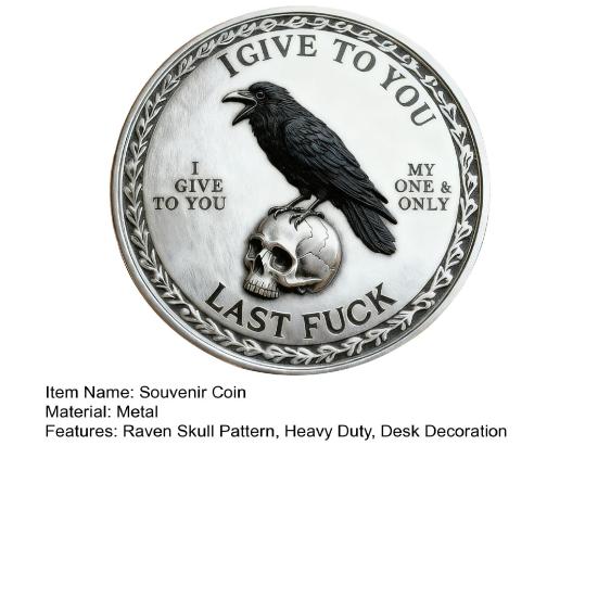 Yousheng 1/2/3/5 Stück Rabenschädel Souvenir Münze Robuste Haltung Krähe Challenge Coin Token der Freiheit und des Humors Metallabzeichen Heimdekoration