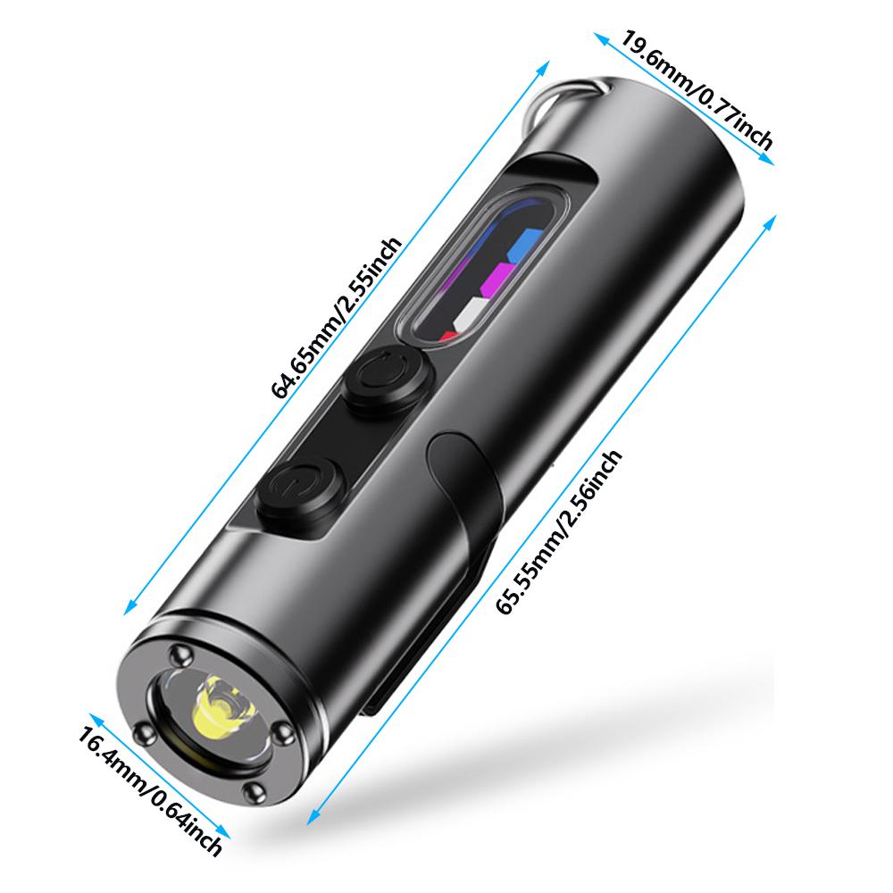 Mini LED Flashlight Magnetic Keychain Lamp Waterproof Type-C Charging Clip Light Outdoor Camping Hiking Torch