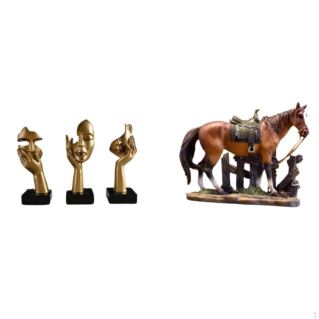 Resin Thinker Horse Art Sculpture Abstract Figurine Tabletop Decoration for Office Bookshelf Living