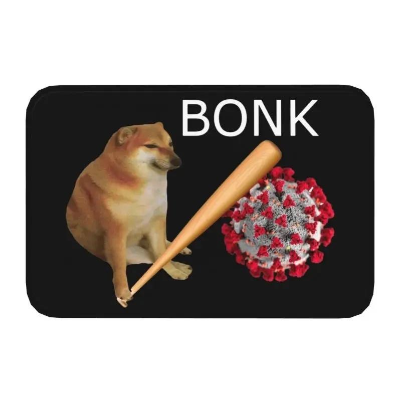 Fun Cheems Bonk Meme Pixel Art Welcome Rug Living Room Bedroom Entrance Doormat Kitchen Front Door Mat Washable Nonslip Carpet