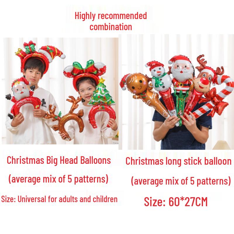 

3D Balloon Santa Claus, Reindeer, Snowman with Tree - Large Base Christmas Decoration for Kindergarten