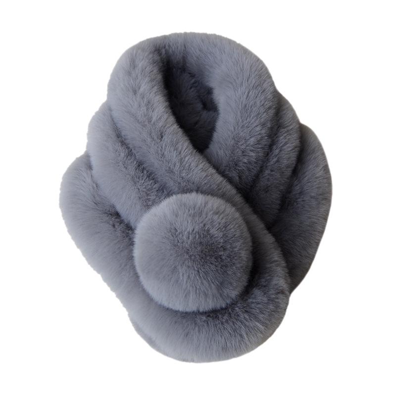 Unisex Faux Rex Rabbit Fur Snood: Cozy Korean Style Plush Neck Warmer for Winter