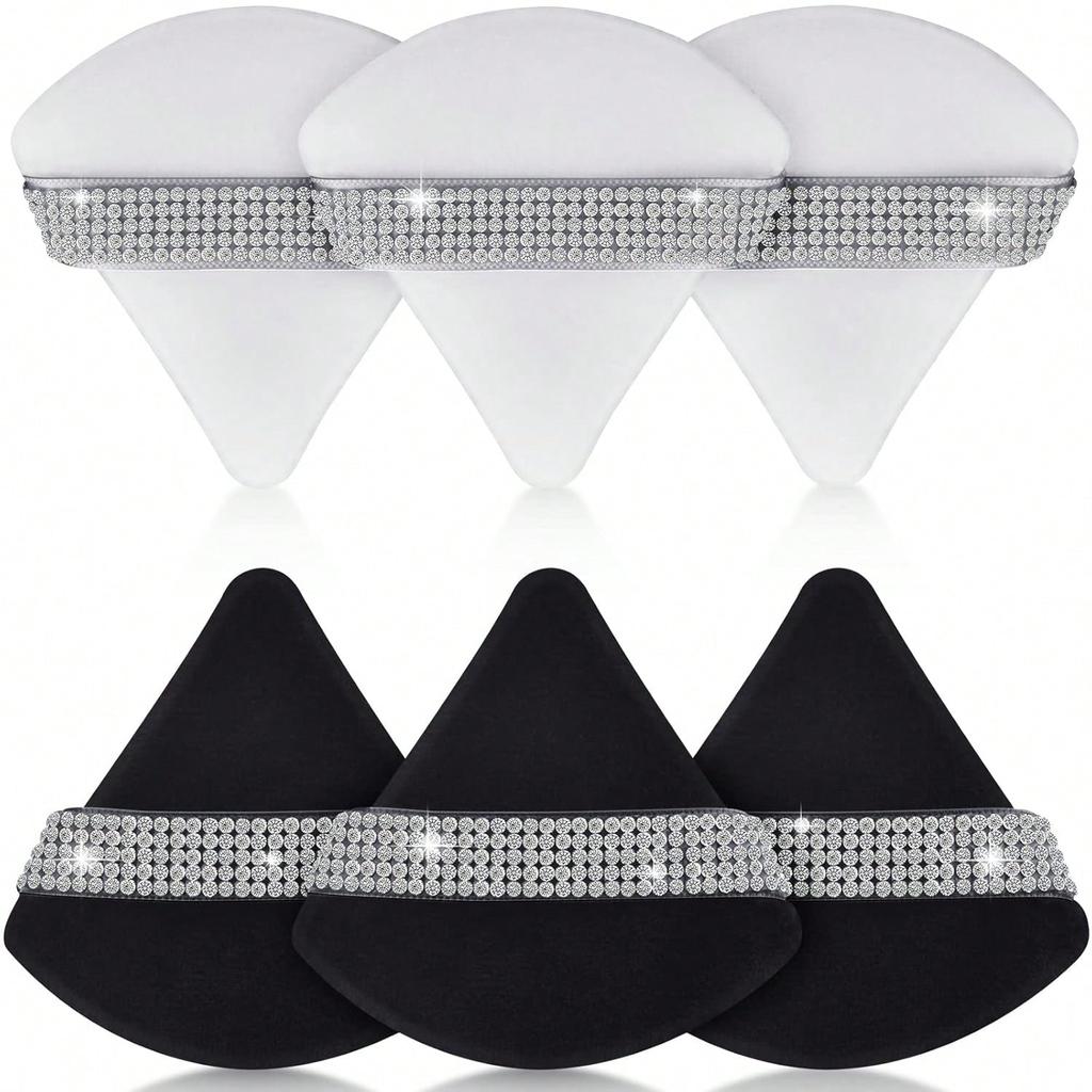 6 Pieces Makeup Sponge Powder Puff Face Soft Triangle Makeup Puff Diamond Decor Cosmetic Foundation Sponge For Loose Powder Wet Dry Makeup Tool