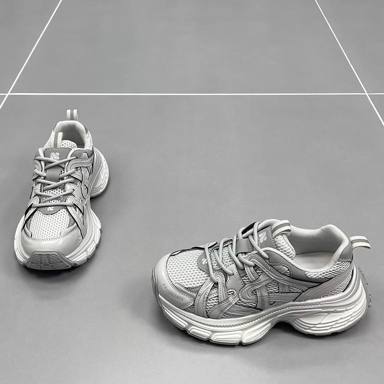 Leather mesh dad shoes women's 2025 spring new muffin thick sole comfortable versatile breathable casual sports shoes tide