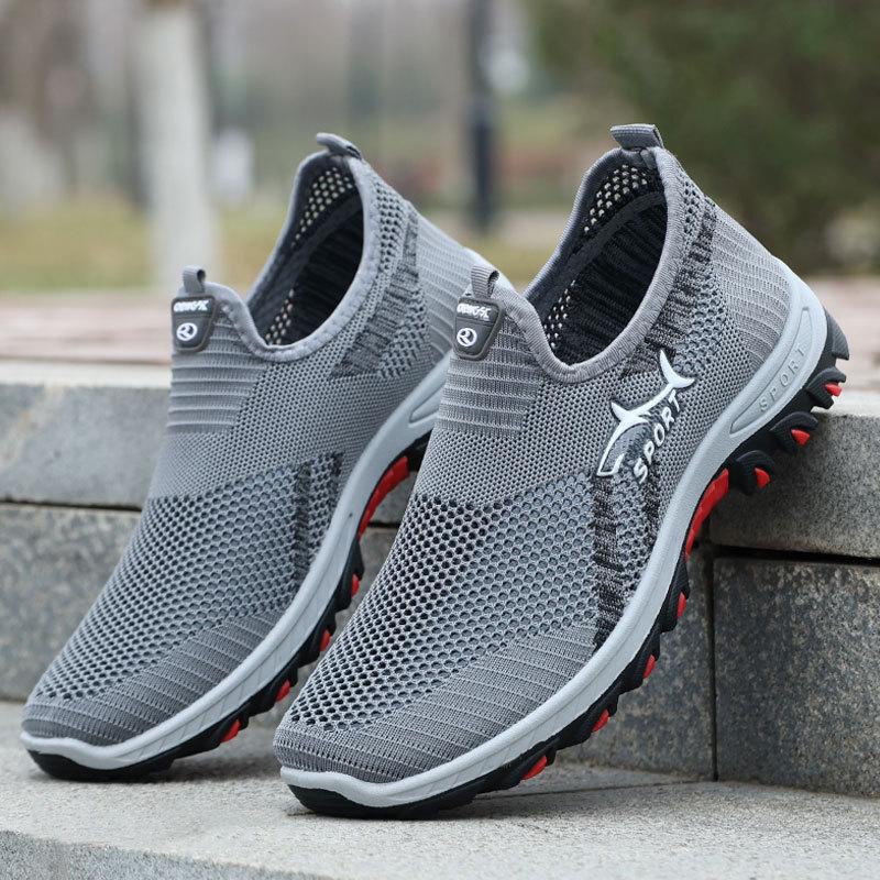 

Мужские дышащие сетчатые кроссовки Flyknit больших размеров - Летние повседневные кроссовки TEMU Shark с мягкой подошвой 2025 42 синий