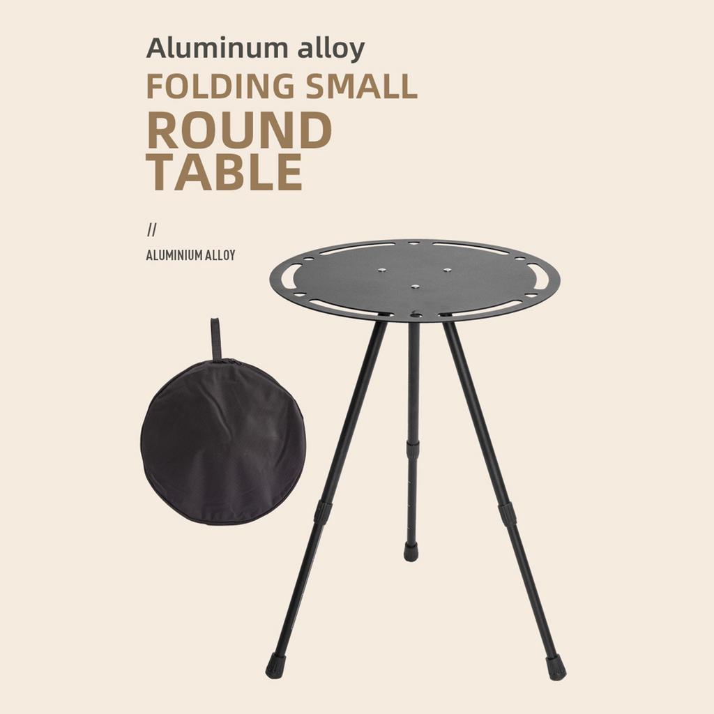Outdoor Aluminum Alloy Table Folding Round Table  Adjustable Height Small Folding Camping Table for Picnic Camp Travel
