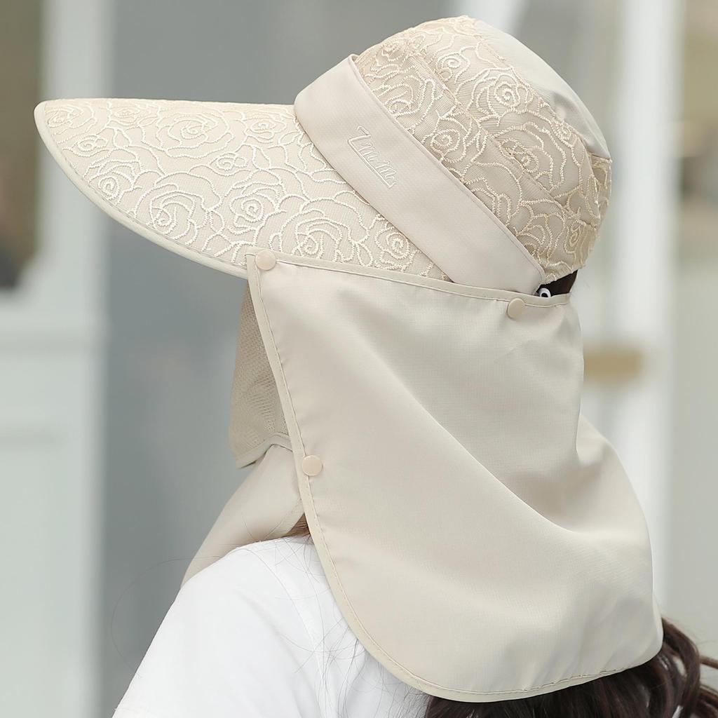 Women's Korean Style Summer Sun Hat with Large Brim, UV Protection, Detachable and Topless Design for Electric Biking or Outdoor Activities