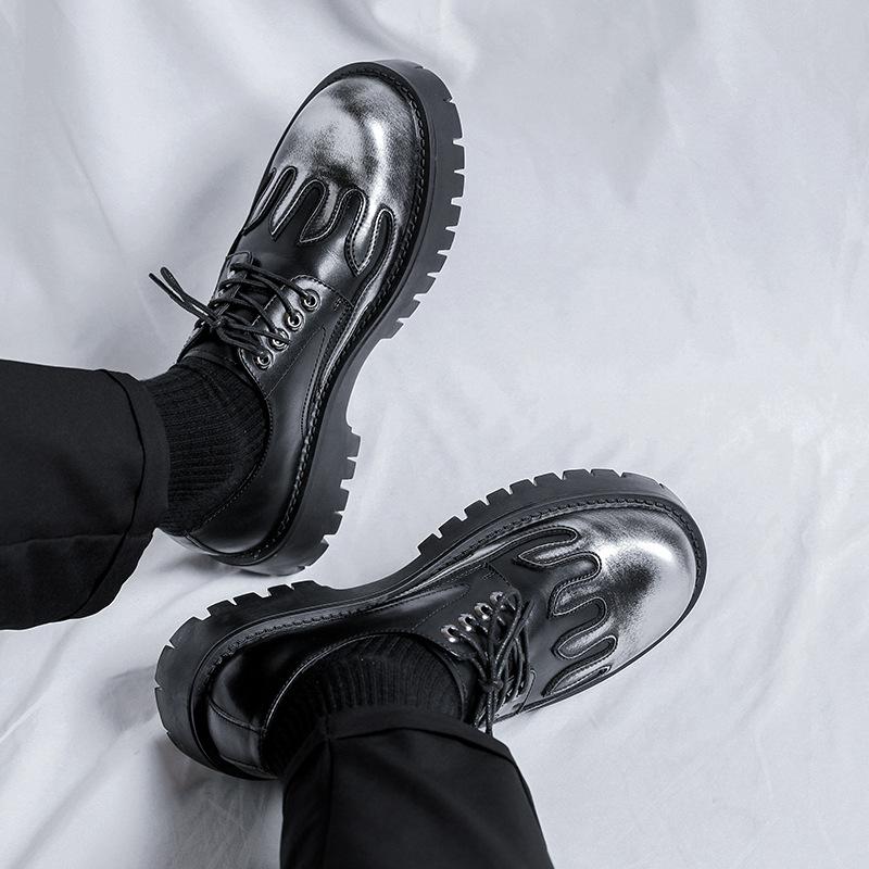 Height-increasing men's shoes big head and thick sole 2025 new British dress trend men's leather shoes 2025 direct sales 9520-R