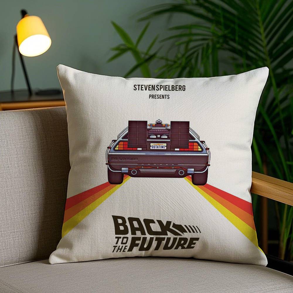 B-Back To The Future Pillow Case Home Dorm Chair Back Short Plush Double-sided Printing Office Nap Time Cushion Cover