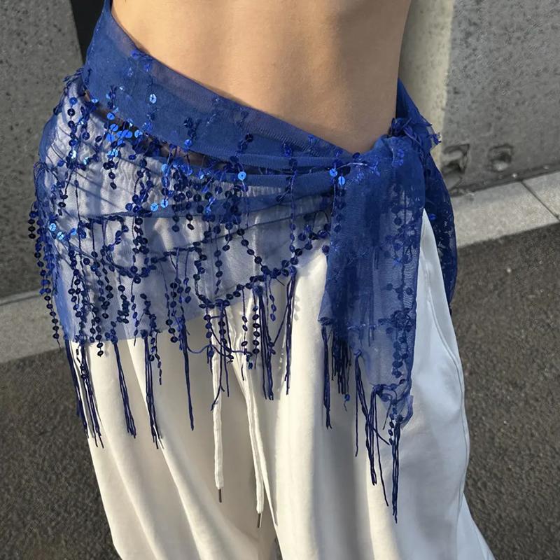 Versatile Belly Dance Waist Chain Tassel Triangular Scarf Waist Belt Jazz Dance Accessories Indian Dance Holiday Fart Curtain