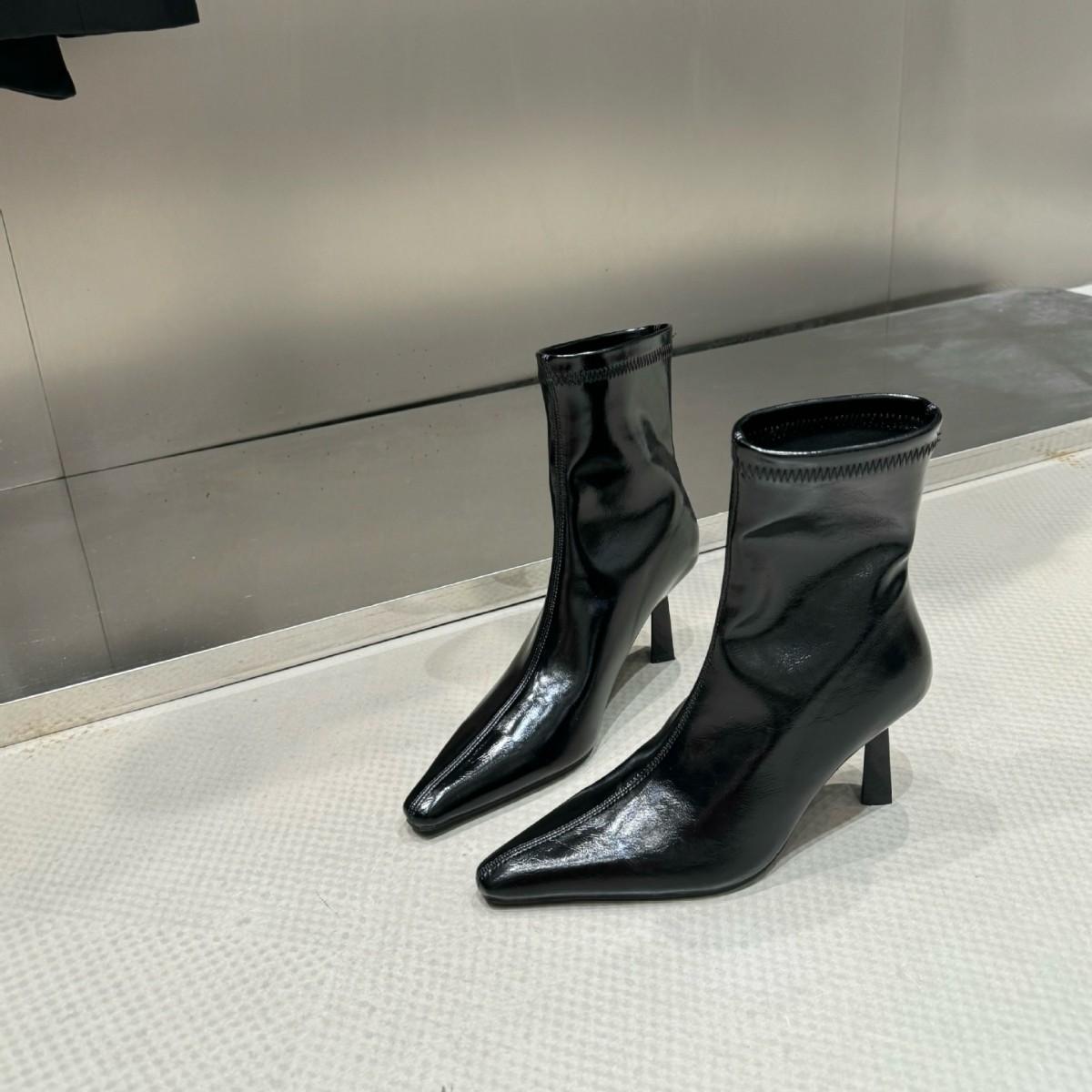 

2025 winter new pointed-toed stiletto sexy elastic thin boots versatile knight Martin short boots women 39 бордовый