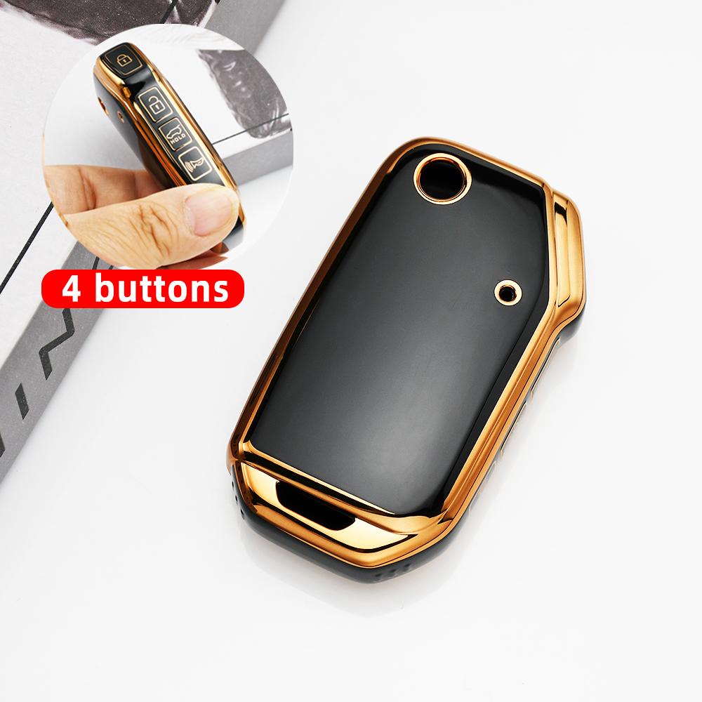 Gold Edge Tpu Car Key Case Cover Auto Shell Fob For Kia Sportage  Sorento Ceed  Cd Forte Cerato  K3 Gt Seltos