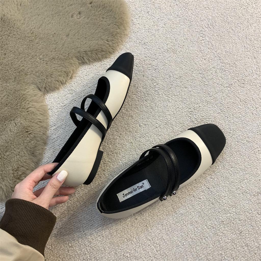 Koreanische Version von Damenschuhen zu Röcken Mary Jane Schuhe Xiaoxiangfeng flache Schuhe Französische Abend-Einzel-Schuhe Frühling 2025 Damenschuhe Lederschuhe